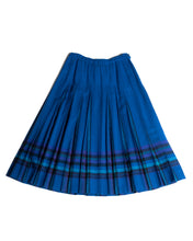 Load image into Gallery viewer, 70's Cobalt Blue Long Plaid Pendleton Pleated Skirt