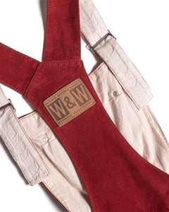 80's Red suede overall dress