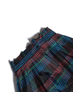 80's Plaid Taffeta Skirt with Paper Bag waist