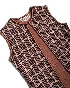 1970s Brown and Orange Lattice Knit Vest
