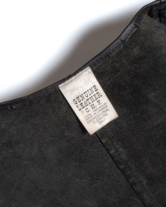 90s Black Leather Fringe Vest