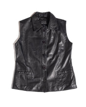 Load image into Gallery viewer, 90s Black Leather Vest With collar