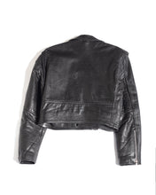Load image into Gallery viewer, 90s Aldo Cropped Balck Leather Moto Jacket
