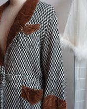 Load image into Gallery viewer, 1940's Checker Tweed Smoking Jacket with Velvet Shawl Collar