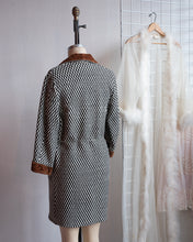 Load image into Gallery viewer, 1940's Checker Tweed Smoking Jacket with Velvet Shawl Collar