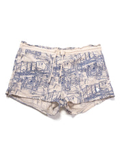 Load image into Gallery viewer, Pierre Cardin White Shorts with painterly blue print