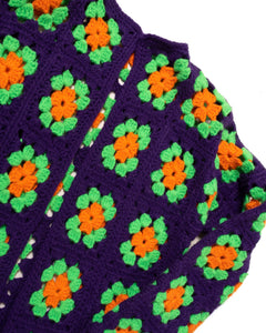 Bright Fluo Handmade Crochet Jacket Purple green