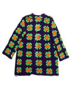 Bright Fluo Handmade Crochet Jacket Purple green
