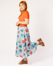 Load image into Gallery viewer, 70s Bold Floral and Ticking Stripe Handmade Maxi Skirt