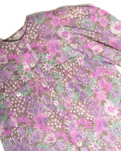 Load image into Gallery viewer, 1980s Akris for Chez Catherine Purple Floral Puff Sleeve Blouse.