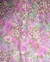 Load image into Gallery viewer, 1980s Akris for Chez Catherine Purple Floral Puff Sleeve Blouse.
