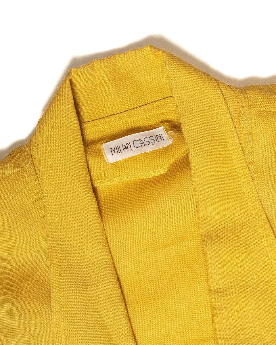 18613 Double Breasted Button Sleeve Coat - Mustard