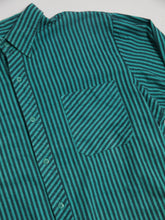 Load image into Gallery viewer, 1990’s Teal and Black Stripe Button Down Flannel