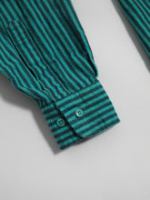 Load image into Gallery viewer, 1990’s Teal and Black Stripe Button Down Flannel