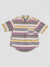 Load image into Gallery viewer, Backroad Blues  Multi Colour Striped Short Sleeve Cotton Button-Up Top