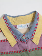 Load image into Gallery viewer, Backroad Blues  Multi Colour Striped Short Sleeve Cotton Button-Up Top