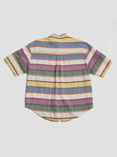 Load image into Gallery viewer, Backroad Blues  Multi Colour Striped Short Sleeve Cotton Button-Up Top