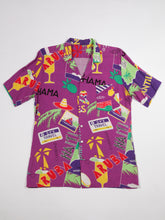 Load image into Gallery viewer, 1980's Rayon Tropical Travel Print Button Up