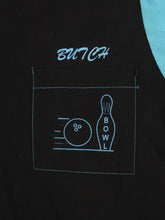 Load image into Gallery viewer, 1990's "Butch" Black and Turquoise Bowling Tee