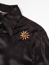 Load image into Gallery viewer, 1970's Black Satin Western Snap Button Up
