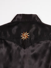 Load image into Gallery viewer, 1970's Black Satin Western Snap Button Up