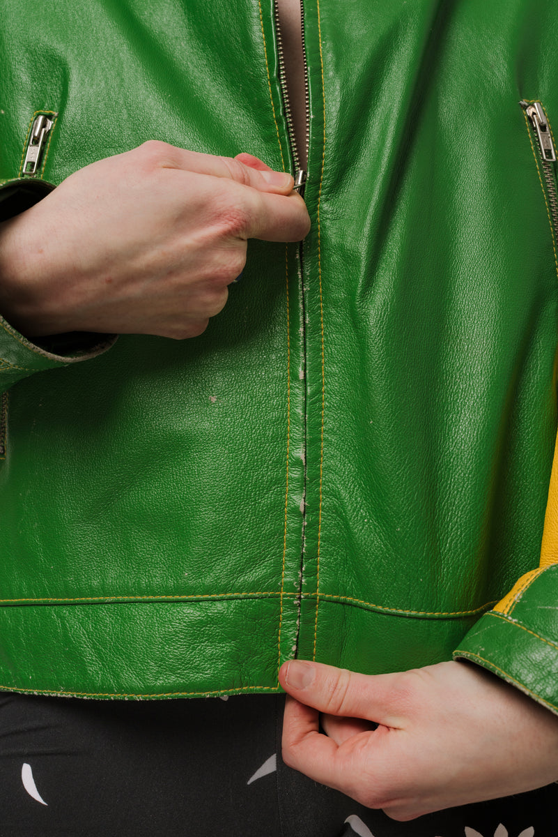 ジャケット・アウター 70s Leather Jacket Green Gearswears Men's Green Leather Jacket - Classic Style, Genuine