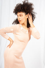 Load image into Gallery viewer, Pale Peach Knit 1970s Maxi Dress