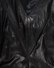 Load image into Gallery viewer, Black Leather Balloon Sleeve Dress