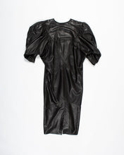 Load image into Gallery viewer, Black Leather Balloon Sleeve Dress