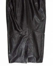 Load image into Gallery viewer, Black Leather Balloon Sleeve Dress