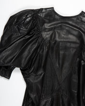 Load image into Gallery viewer, Black Leather Balloon Sleeve Dress