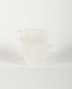 Set of 2 White Milk Glass Mugs