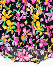 Load image into Gallery viewer, Orchid Print Silk Puff Sleeve  Dress