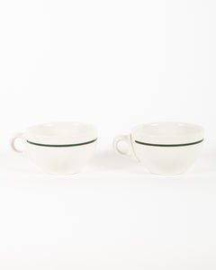 Set of 2 Restaurantware  Heavy Stoneware Cups with Green Stripe