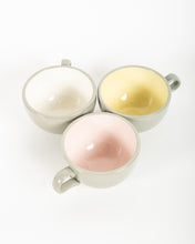 Load image into Gallery viewer, Set of 3 1950s Stoneware Pastel Teacups and 4 Matching Saucers
