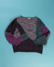 Load image into Gallery viewer, 1980s Handknit  AbstractArt-to-Wear Sweater with Variegated Yarn Mixed Fibres