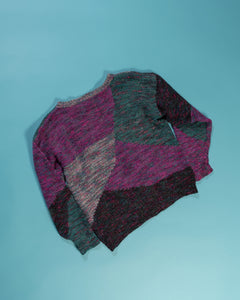 1980s Handknit  AbstractArt-to-Wear Sweater with Variegated Yarn Mixed Fibres