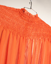 Load image into Gallery viewer, 70s Orange Sheer Georgette Smocked dress