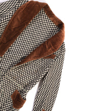 Load image into Gallery viewer, 1940's Checker Tweed Smoking Jacket with Velvet Shawl Collar