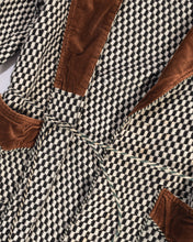 Load image into Gallery viewer, 1940's Checker Tweed Smoking Jacket with Velvet Shawl Collar
