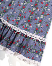Load image into Gallery viewer, 70s Lace and Floral Tiered Blue and Red Midi Skirt