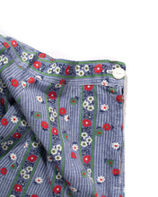 Load image into Gallery viewer, 70s Lace and Floral Tiered Blue and Red Midi Skirt