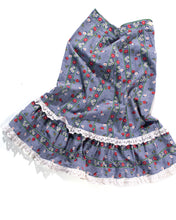Load image into Gallery viewer, 70s Lace and Floral Tiered Blue and Red Midi Skirt