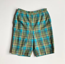 Load image into Gallery viewer, 1960s Green, Blue, and Yellow Plaid wool Shorts