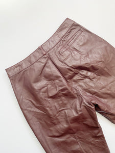Raisin Pleated Leather Pants