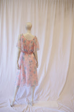 Load image into Gallery viewer, 70s Sheer Pink Chiffon Floral Dress