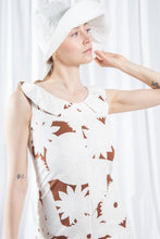 Load image into Gallery viewer, 70s Brown and White Floral Print Cotton Jumpsuit