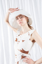 Load image into Gallery viewer, 70s Brown and White Floral Print Cotton Jumpsuit