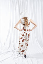 Load image into Gallery viewer, 70s Brown and White Floral Print Cotton Jumpsuit