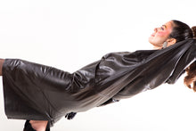 Load image into Gallery viewer, Black Leather Balloon Sleeve Dress